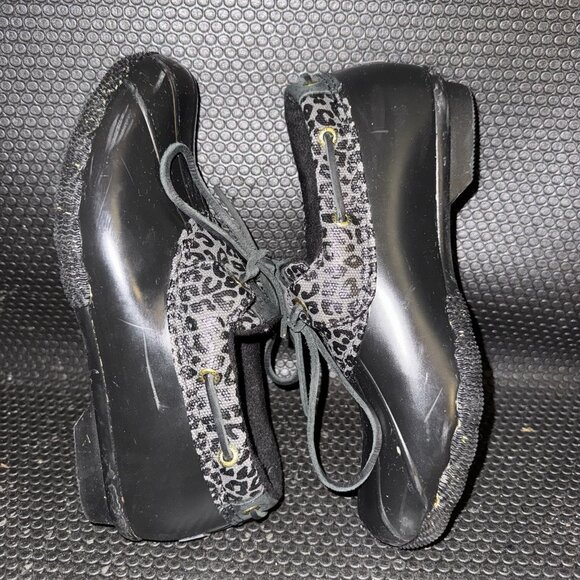 Sperry Saltwater 1-Eye Cozy Rain Duck Boot Black Cheetah Print Shoe Women Size 8 - Picture 5 of 8
